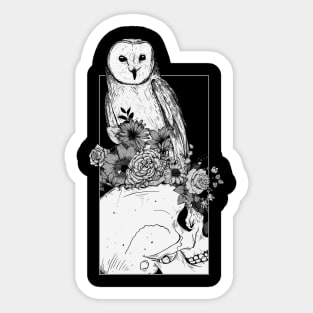 Owl flowers and Skull Sticker